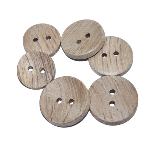 Buttons: Wood Round 2 Holes Light Brown 15/18/20mm