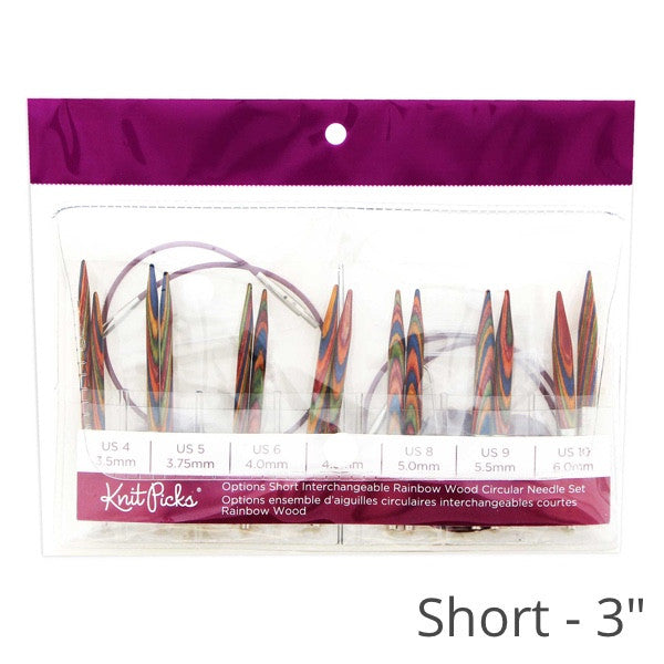 Knit Picks Options Wood Interchangeable Knitting Needle Set - US 4-11  (Rainbow)