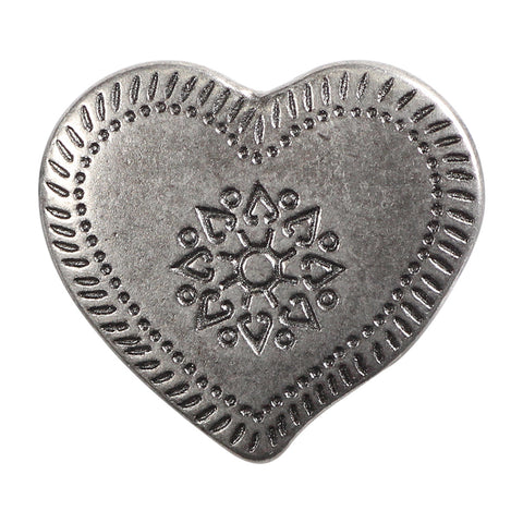 Buttons Silver Shank 16 mm (5/8") ETCHED HEART: 3 pack