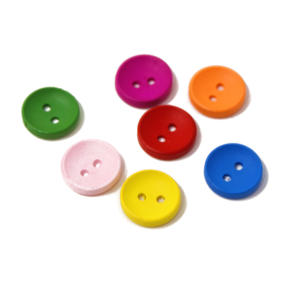 Buttons: Wood 2 Hole Matte Rainbow 15mm