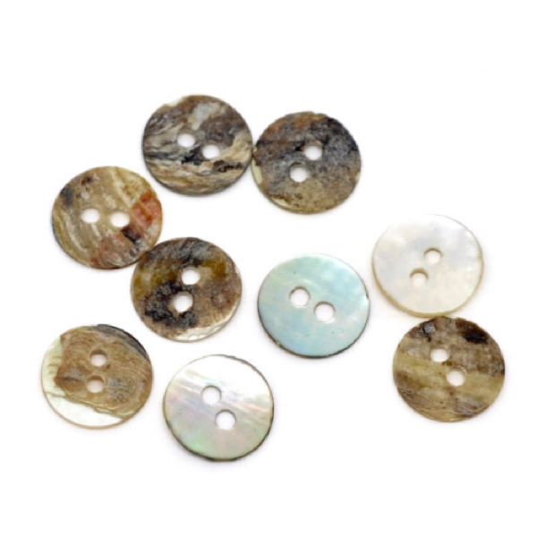 Buttons: Shell Round 2 Hole Natural 11mm