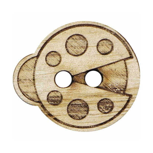 Buttons Wood 2 Holes 20 mm (3/4") LADYBUG: 2 pack