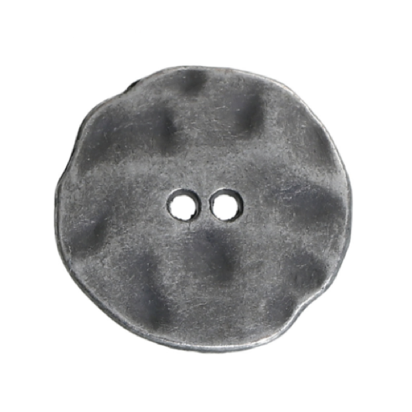 Buttons: Metal Round 2 Holes Brushed Silver Irregular 30mm