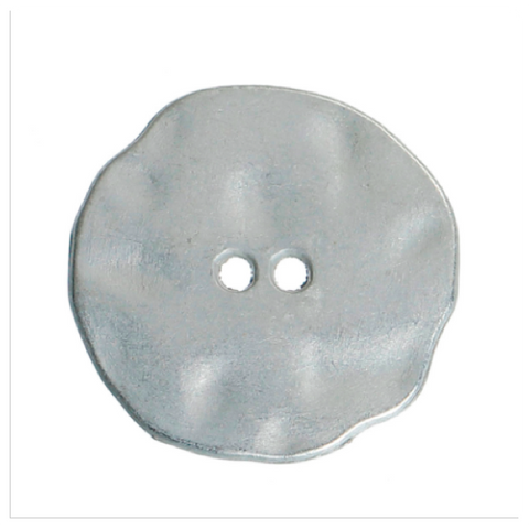 Buttons: Metal Round 2 Holes Brushed Silver Irregular 30mm