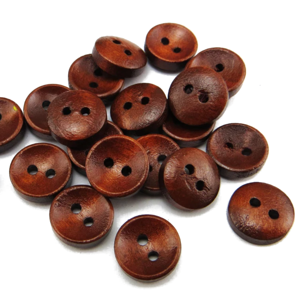 Buttons Wood Round 2 Holes Dark Brown 20mm