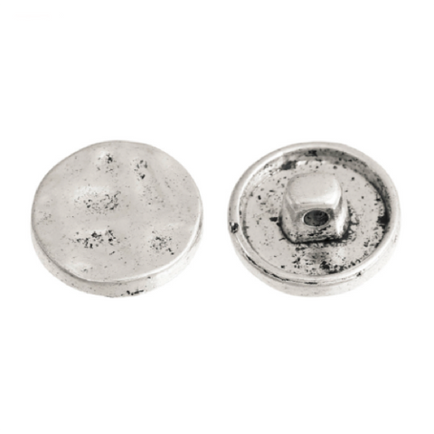 Buttons: Metal Round Shank Textured Silver 16mm