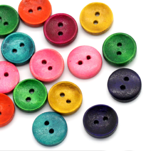 Buttons: Wood 2 Hole Rainbow 15mm