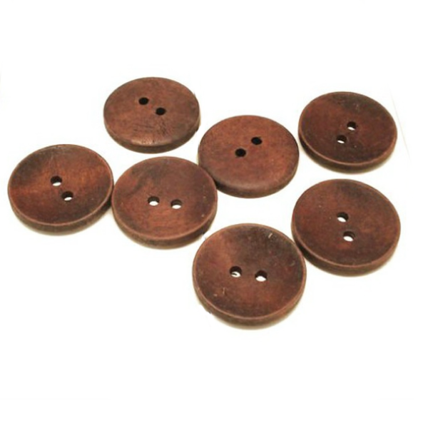 Buttons: Wood Round 2 Holes Dark Brown 15mm & 17.5mm
