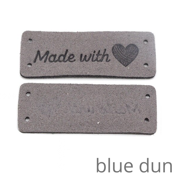 Labels/Tags Faux Suede Rectangular: Made with Love (Heart)