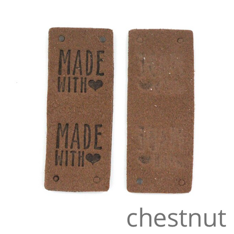 Labels/Tags Faux Suede Fold-Over: Made with Heart