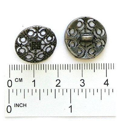 Buttons: Metal Round Shank Spanish Scrolls 18mm